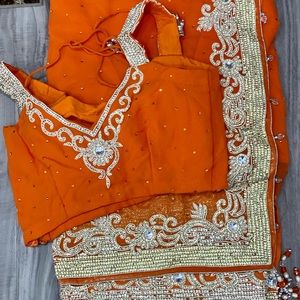 Saree stitched with stitched blouse